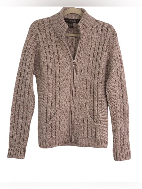 Inis Crafts Sweaters - Inis Crafts Ireland Merino Wool Cardigan Sweater Size Medium Beige Cable Knit